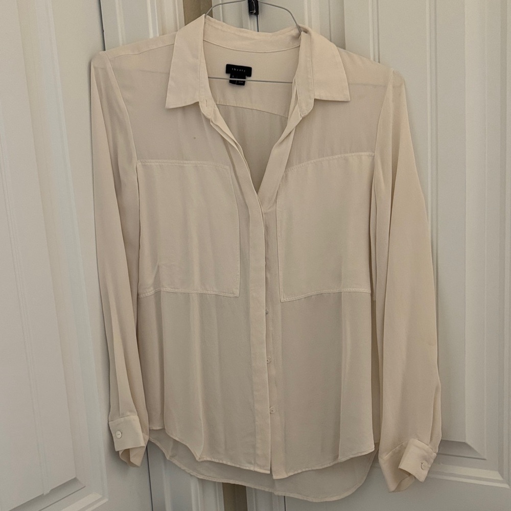 Theory Cream Blouse